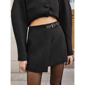 Commense Retro Belted Zipper Skirt Black‎ size M